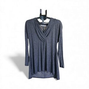 Michael Stars Women's One Size Grey Soft Long Sleeve Sheer Tunic Top